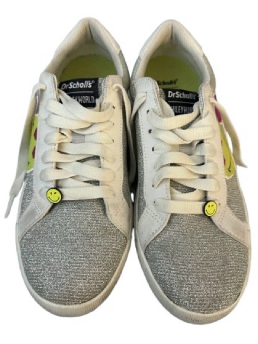 Dr. Scholl’s Time Off x SmileyWorld Sneakers Glitter Smiley Shoes Sz 8.5